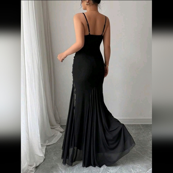 Women's Fashion Elegant 3D Floral Mesh Patchwork Fishtail Dress - Picture 3 of 4